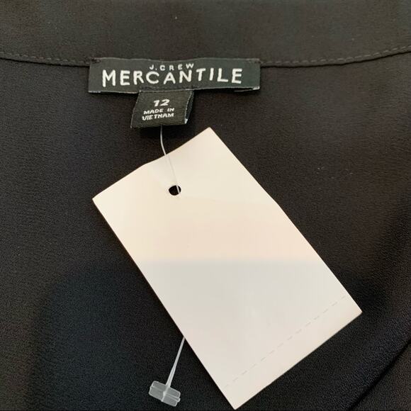 J Crew Mercantile black long bell sleeve v neck top NWT size 12 - Picture 9 of 11